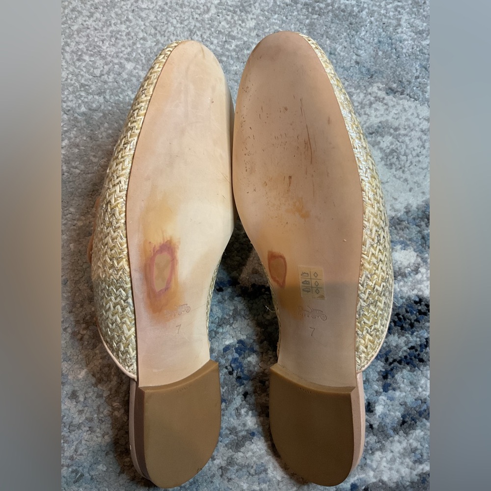 Coach Stassi Raffia Tassel Loafer Slides - Metallic Straw - Size 7N (BLEMISHES) - Picture 12 of 16
